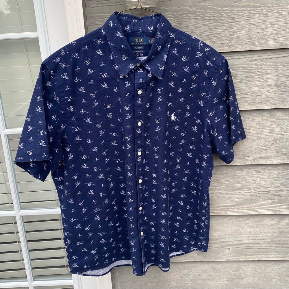 Ralph Lauren Men's‎ Dark Blue Patterned Shirt